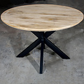 Solid oak dining table Guus round rejuvenated | Ø 120 cm to Ø 130 cm