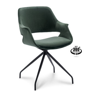 Dining chair Daan Green Velvet | Swivel | Seat height 48 cm