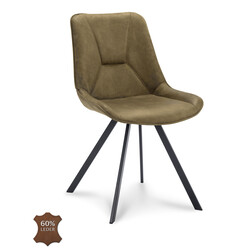 Dining chair Lively Green Leather | Seat height 48 cm