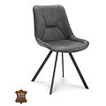 Esszimmerstuhl Lively Grau Leder | Sitzhöhe 48 cm