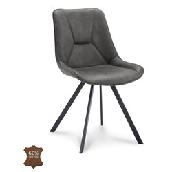Dining chair Lively Grey Leather | Seat height 48 cm
