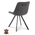 Eetkamerstoel Lively Grijs Leer | Zithoogte 48 cm