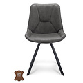Dining chair Lively Grey Leather | Seat height 48 cm