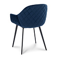 Eetkamerstoel Kleijn Blauw Velvet met armleuning | Zithoogte 48 cm