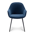 Eetkamerstoel Kleijn Blauw Velvet met armleuning | Zithoogte 48 cm