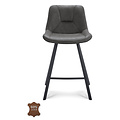 Barkruk Lively Grijs Bull leer | Zithoogte 65 cm of 80 cm