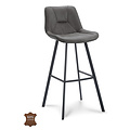 Barkruk Lively Grijs Bull leer | Zithoogte 65 cm of 80 cm