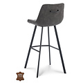 Barkruk Lively Grijs Bull leer | Zithoogte 65 cm of 80 cm