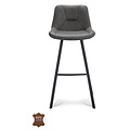 Barkruk Lively Grijs Bull leer | Zithoogte 65 cm of 80 cm