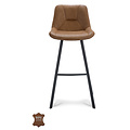 Bar stool Lively Cognac Bull leather | Seat height 65 cm or 80 cm