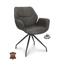 Valleymicro leather dining chair anthracite swivel