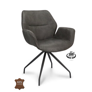 Valleymicro leather dining chair anthracite swivel