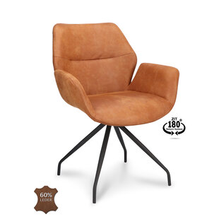 Dining chair Valley microleather cognac swivel