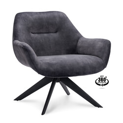 Fauteuil Hilton Antraciet met armleuning | Zithoogte 46 cm