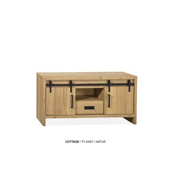 Cottage TV cabinet small 2 dr - 1 drawer - 1 open Lamulux