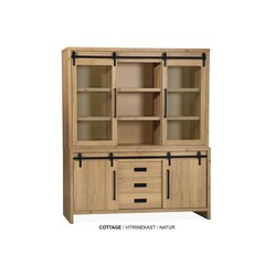 Cottage Vitrine 2 gl - 2 dr - 3 Schubladen - 3 auf Lamulux