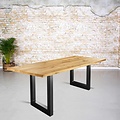 Solid oak bar table | X-U-H leg