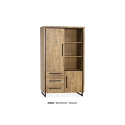 Rimini Lagerschrank 2 dr - 3 Schubladen - 3 offene Fächer
