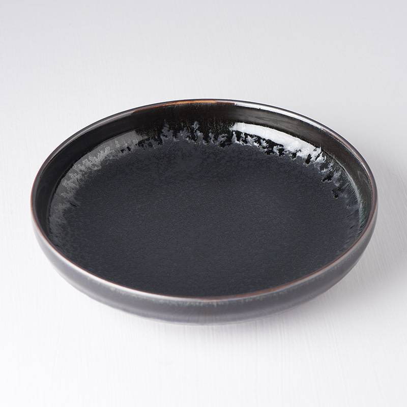 Matt W' Shiny Black Edge Plate with High Rim 22cm Made In Japan