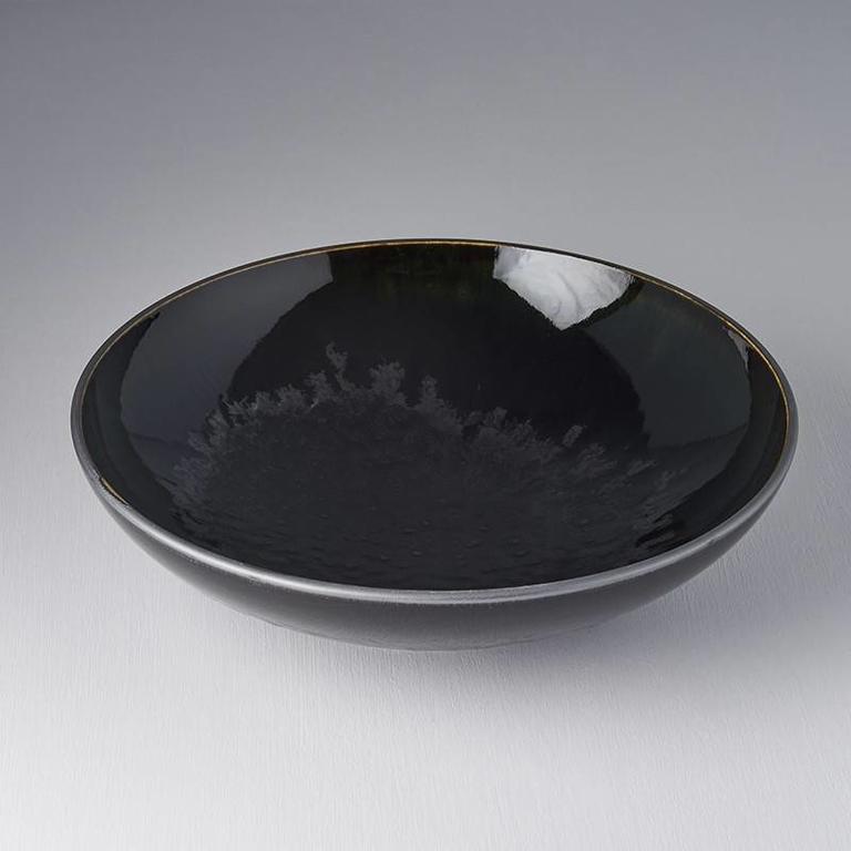 Matt W' Shiny Black Edge open serving bowl 28 x 7.5cm