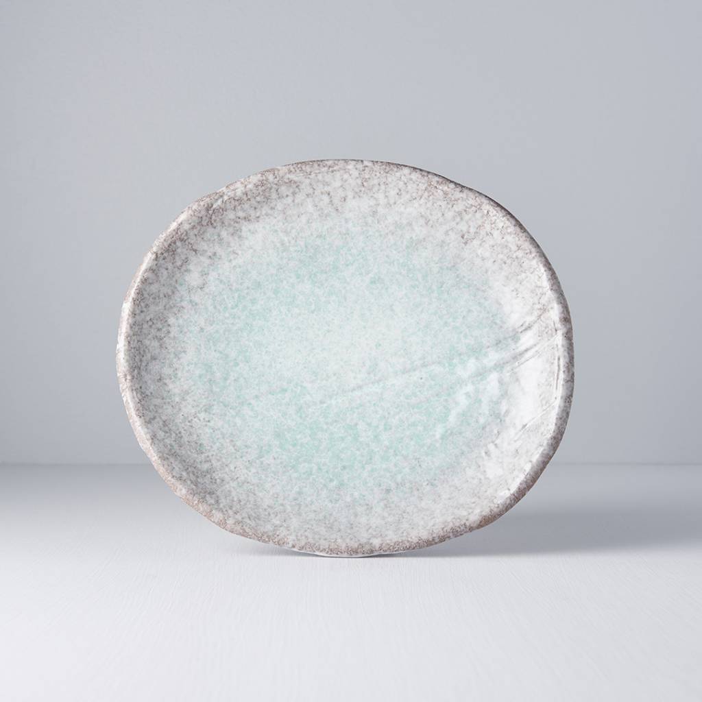 Aqua Splash Oval Plate 25cm - Made In Japan Tableware UK