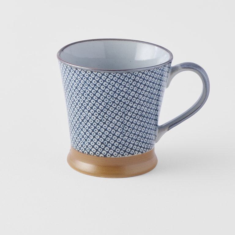 Indigo wave design mug with handle 9cm 250ml
