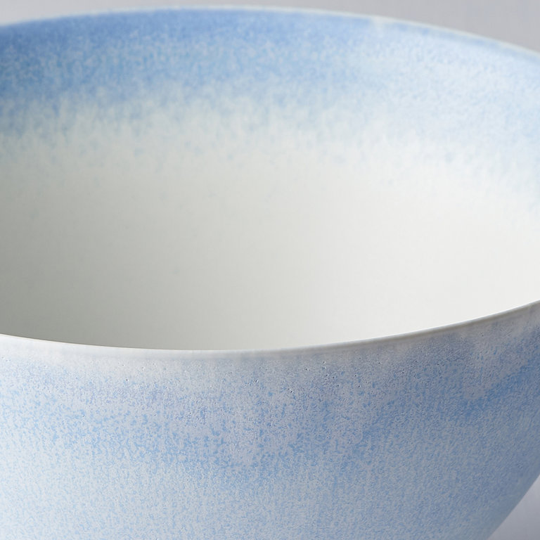 Duck Egg blue with ivory fade, fluted shape bowl 21cm