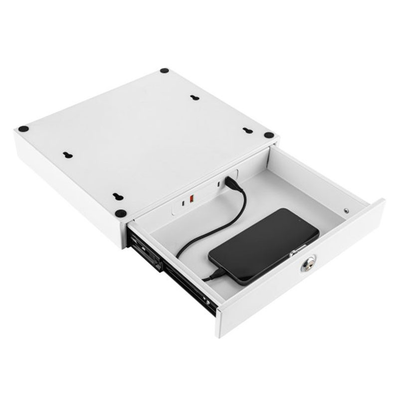 ODK Hoekbureau, L Vormig Bureau met 2 USB-laadpunten en 2 Stopcontacten, Omkeerbaar Computerbureau met 4 Laden en Schermplank Home Office (Bruin, 140x80x84,7cm