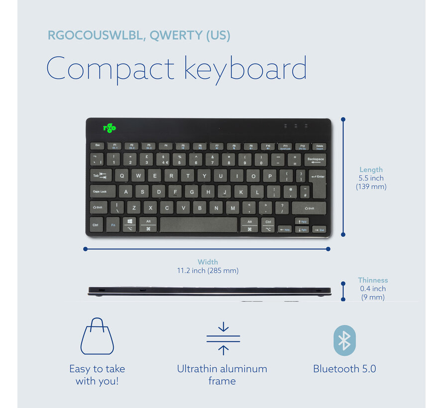 R-Go Compact Break Ergonomisch Draadloos Toetsenbord Met Pauze Reminder