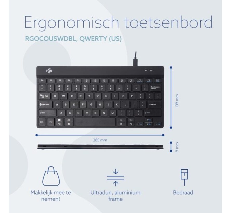 R-Go Compact Ergonomisch Bedraad Toetsenbord