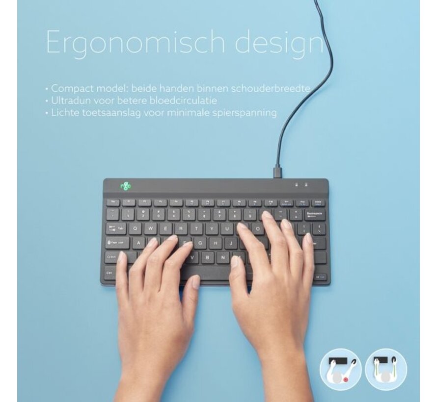 R-Go Compact Ergonomisch Bedraad Toetsenbord