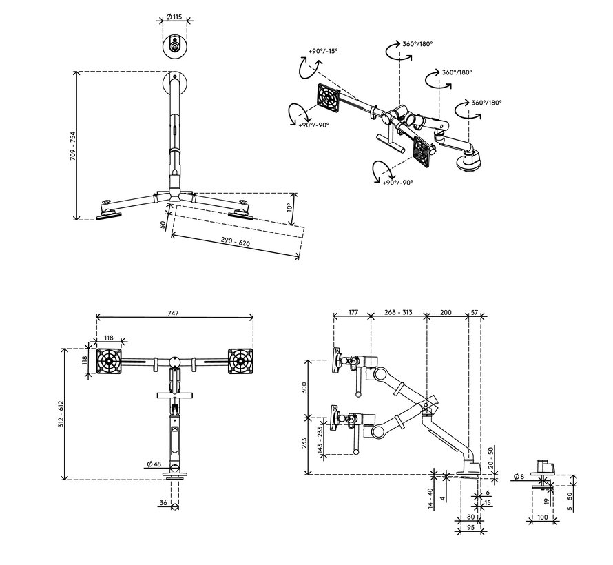 ViewPro Dubbele Mechanisch Geveerde Crossbar