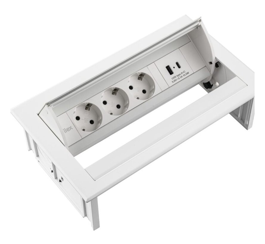 Power Desk In Inbouw Stopcontact Bureau 3x Stroom + USB A/C