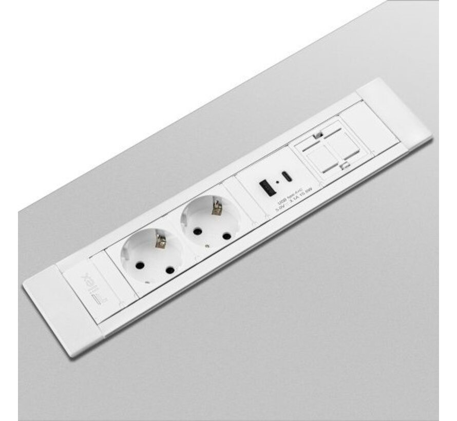 Inbouw Powerstrip 2x Stroom + USB A/C + 2x Custom