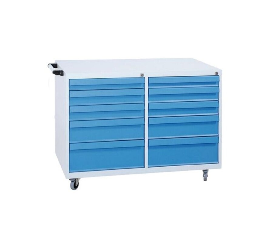 Verrijdbare Gereedschapswagen Met 10 Laden In De Kleur Grijs/Blauw