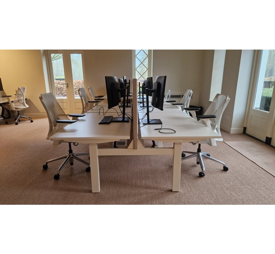 Flex Duo Ivoorwit Dubbel Zit-Sta Bureauframe