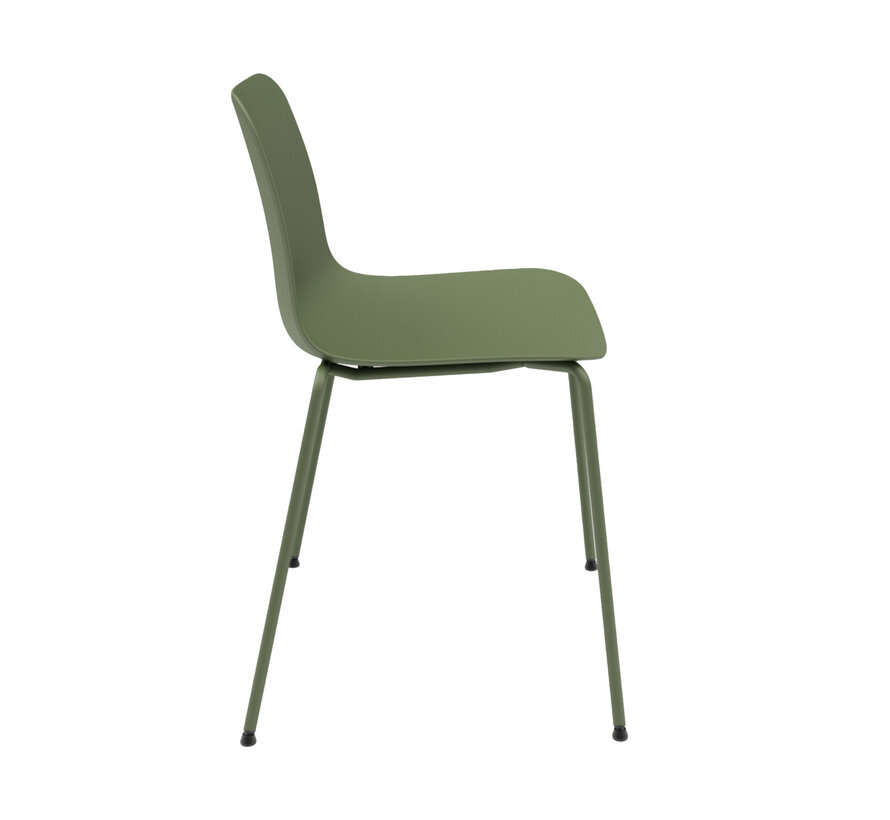 Loft kantinestoel met elegante poten en kunststof zitting in moderne kleuren