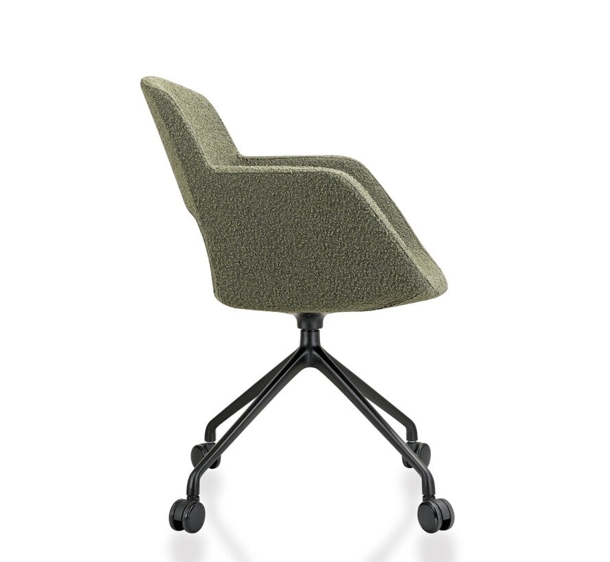 Vergaderstoel Velaro op wielen in bouclé stoffering