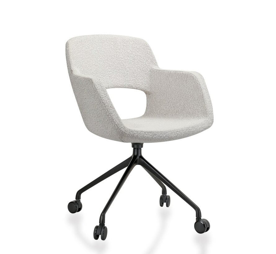 Vergaderstoel Velaro op wielen in bouclé stoffering