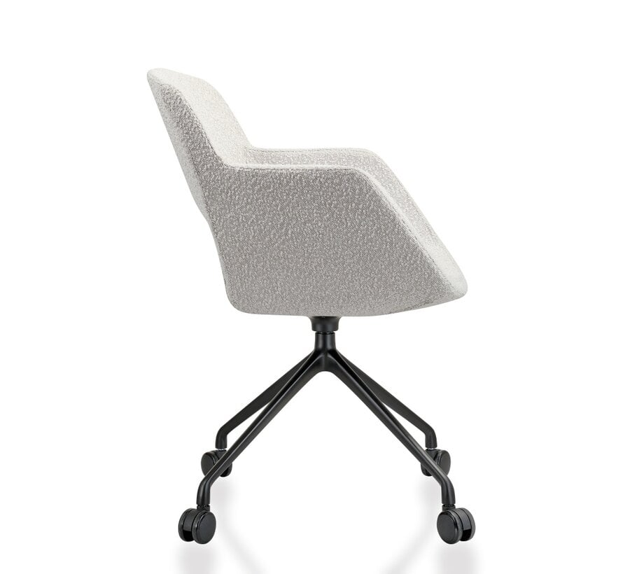 Vergaderstoel Velaro op wielen in bouclé stoffering