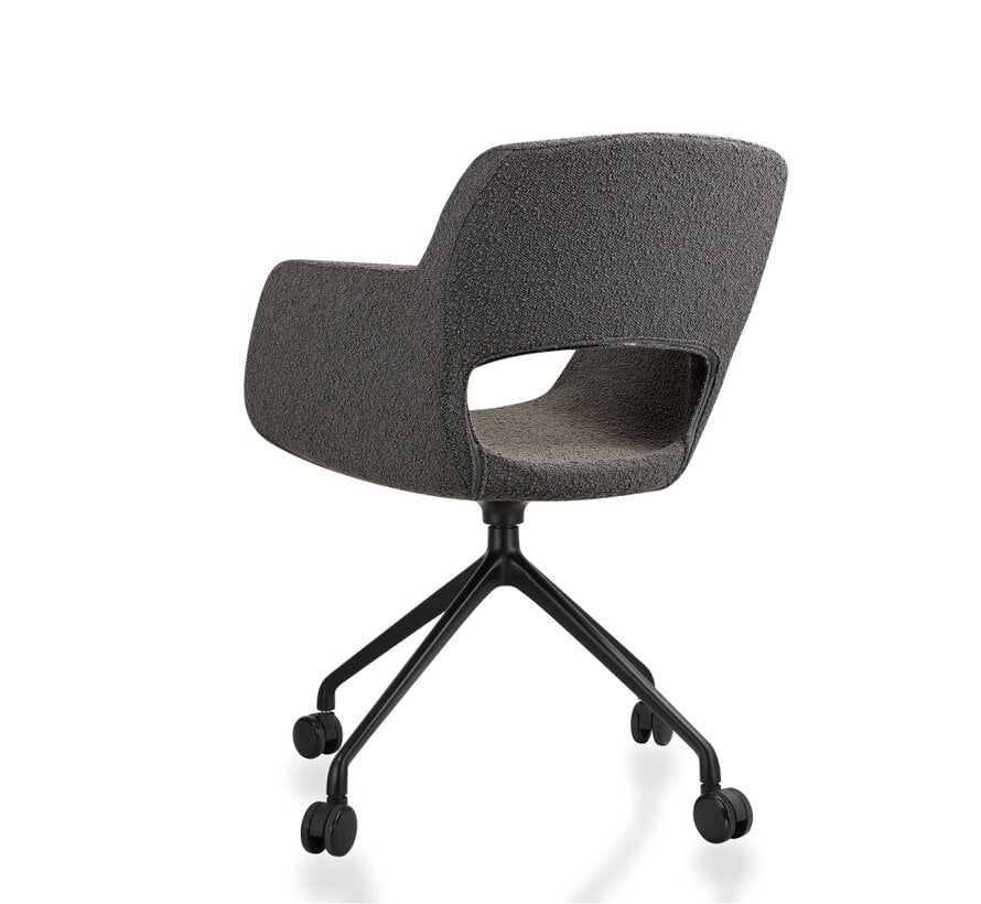 Vergaderstoel Velaro op wielen in bouclé stoffering
