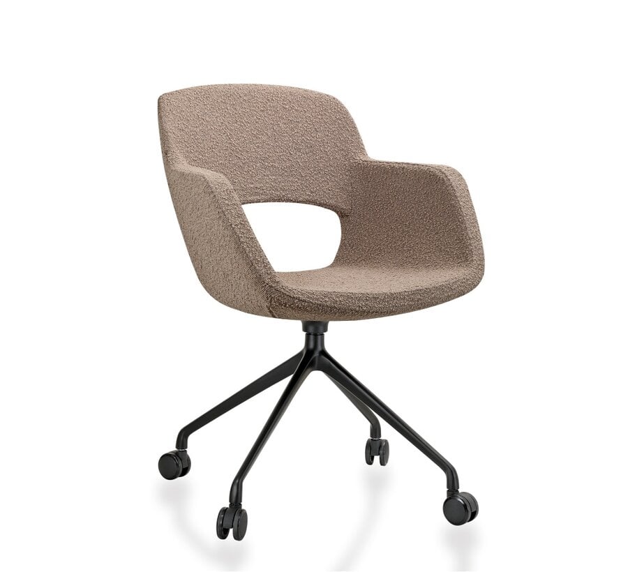 Vergaderstoel Velaro op wielen in bouclé stoffering