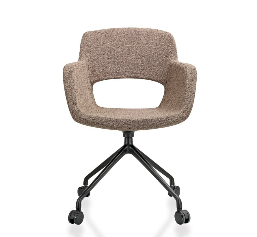 Vergaderstoel Velaro op wielen in bouclé stoffering