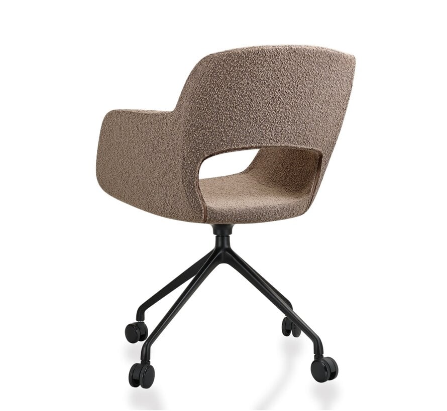 Vergaderstoel Velaro op wielen in bouclé stoffering