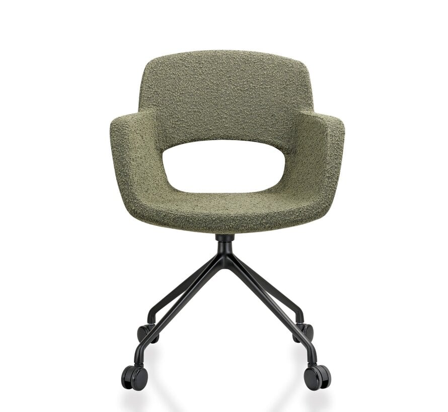 Vergaderstoel Velaro op wielen in bouclé stoffering