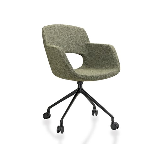 Vergaderstoel Velaro op wielen in bouclé stoffering