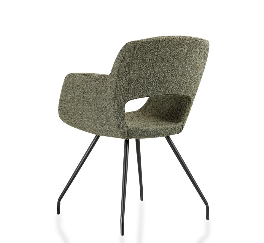 Vergaderstoel Melvar met bouclé teddy stoffering