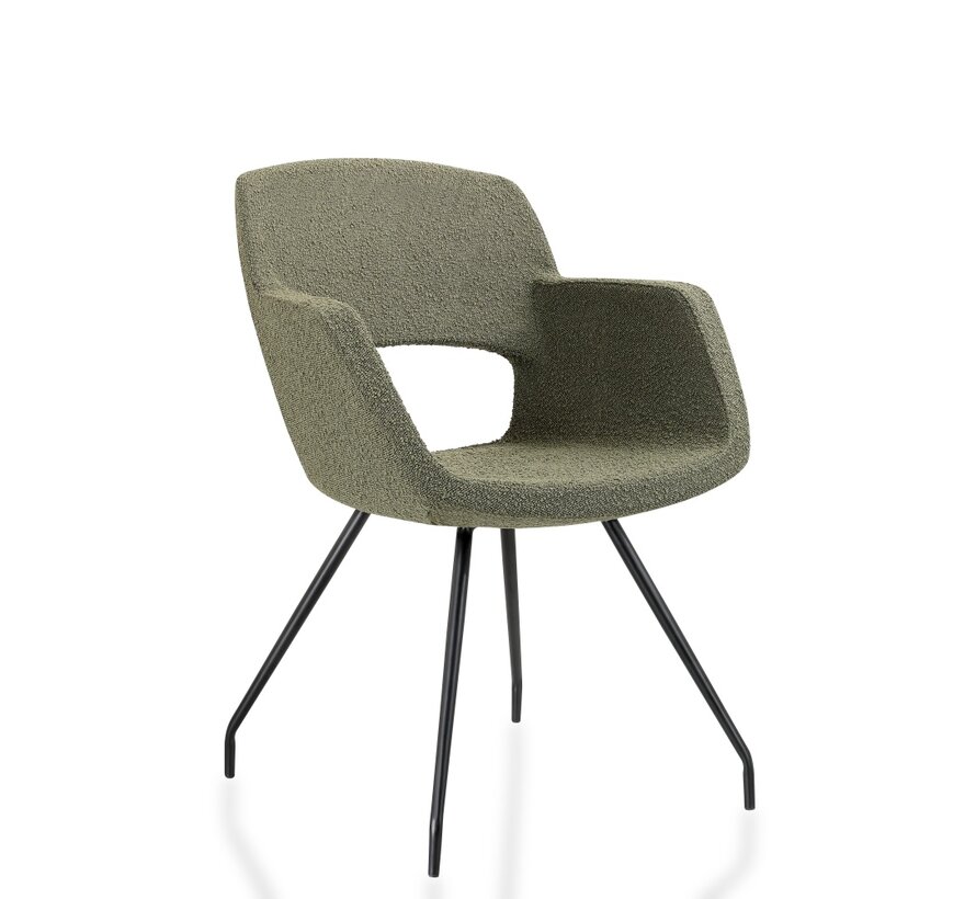 Vergaderstoel Melvar met bouclé teddy stoffering