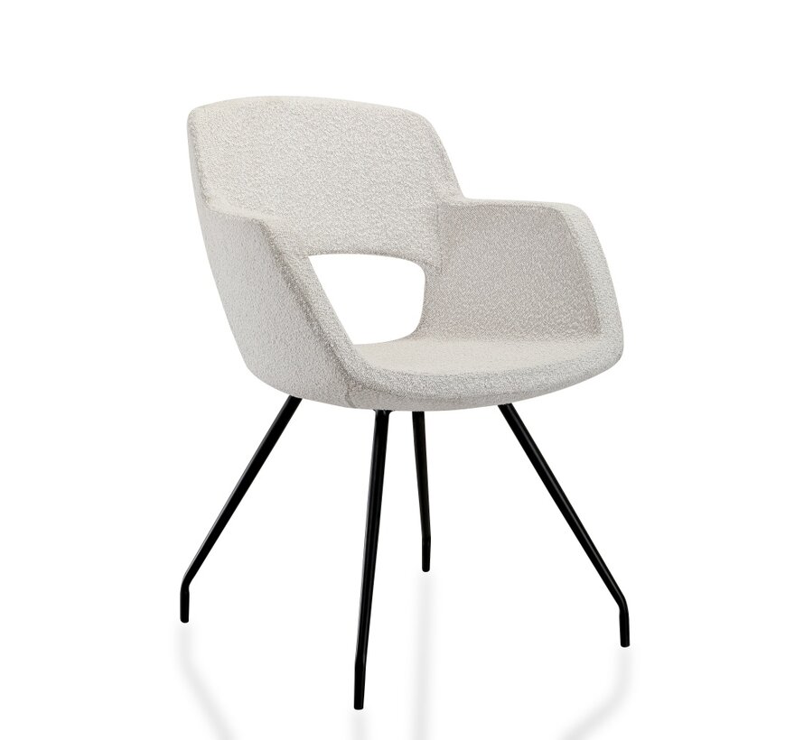 Vergaderstoel Melvar met bouclé teddy stoffering