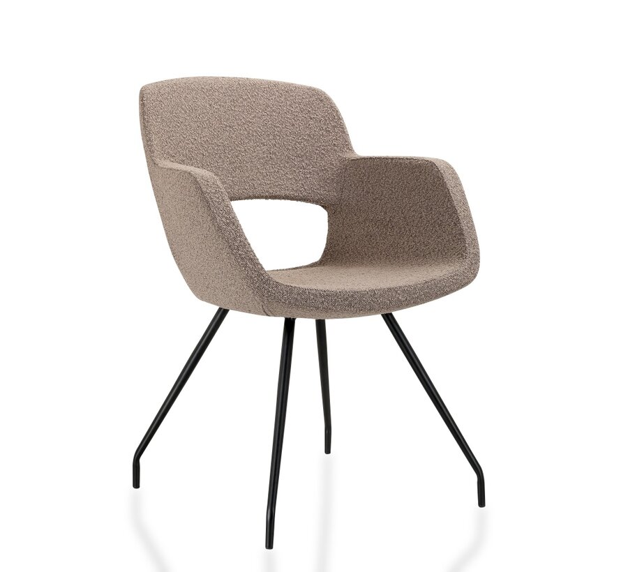 Vergaderstoel Melvar met bouclé teddy stoffering